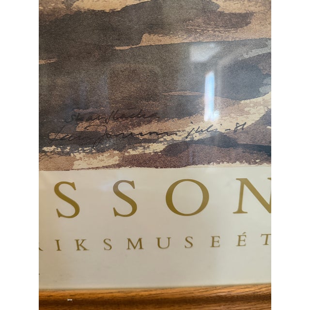 1980s Vintage 1983 Lars Jonsson Avocet Exhibition Poster, Naturhistoriska Riksmuseet Stockholm, Framed in Oak For Sale - Image 5 of 10