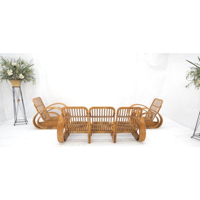 Mid-Century Modern New Upholstery Paul Frankl Rattan Living Room Tank Chair Set MINT! For Sale - Image 3 of 17