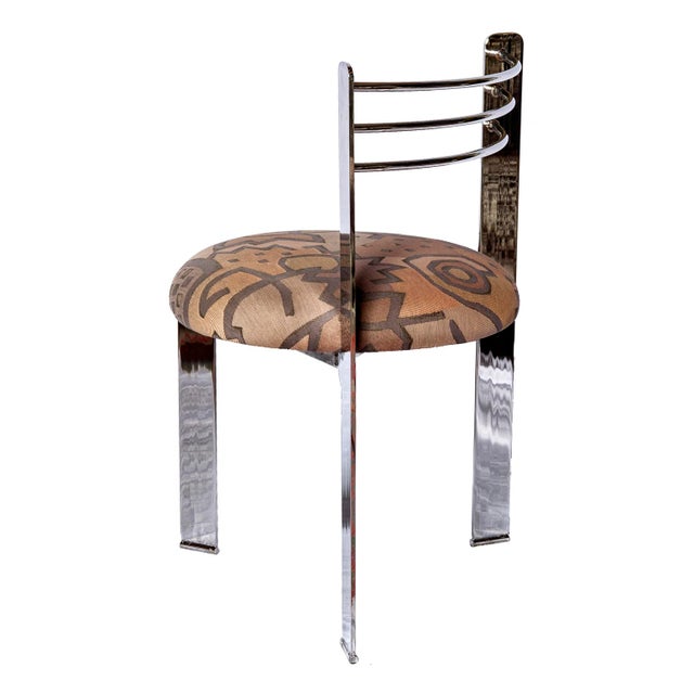 1980s 1980's Post Modern, Three Legged Chrome Milan Chairs Set/ 4 For Sale - Image 5 of 11
