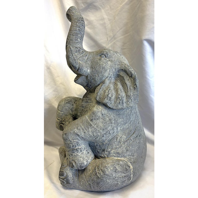 Gray Vintage Cast Elephant Statue For Sale - Image 8 of 12