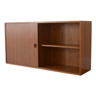 Danish Modern Teak Bookcase Cabinet With Sliding Door For Sale