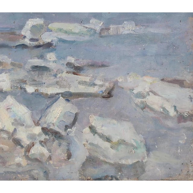 1970s Original Impressionist Winter Landscape Oil Painting, Ukrainian Art 32-37 For Sale - Image 6 of 6