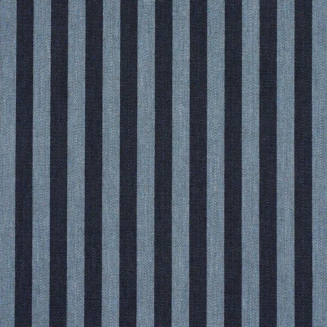 Schumacher SAMPLE - Schumacher Hanson Indoor/Outdoor Stripe Narrow Fabric In Blues For Sale - Image 4 of 4