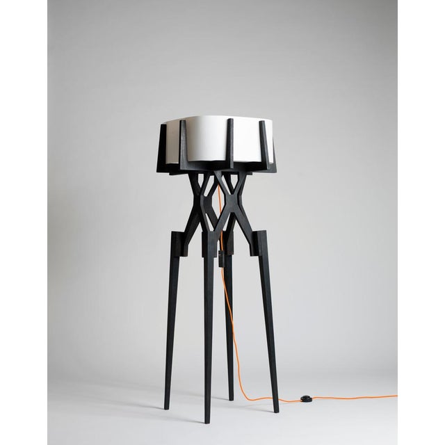 Wood Lese Floor Lamp in Charcoal Black by Konstantin Achkov for Lock For Sale - Image 7 of 12
