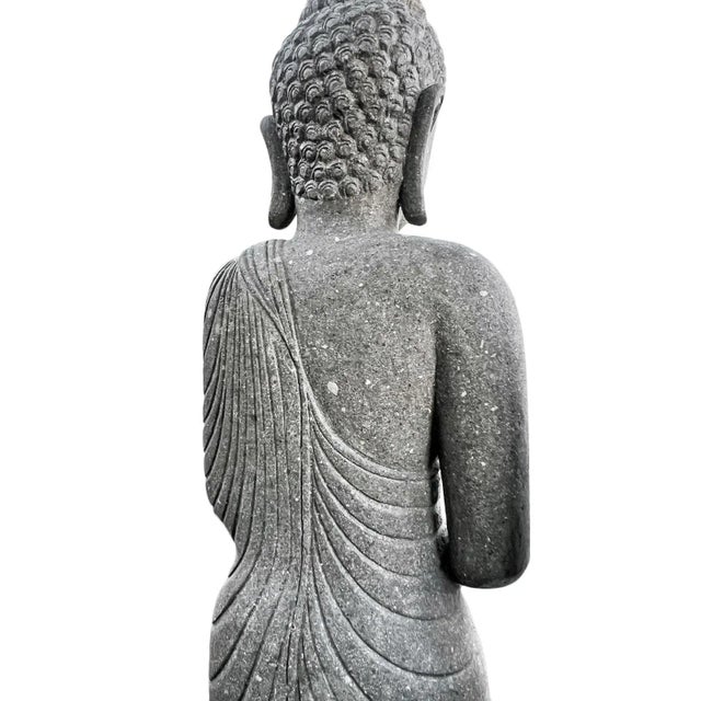 Late 20th Century Vintage Standing Stone Garden Buddha W/Pot For Sale - Image 5 of 7