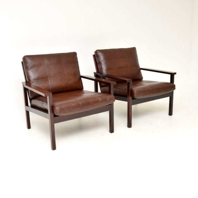 Mid-Century Modern Vintage Danish Leather Chairs, 1960, Set of 2 For Sale - Image 3 of 17