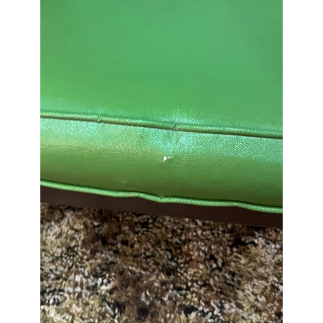 Wood 1960s Mid-Century Modern High-Back Avocado Green Vinyl Lounge Chair For Sale - Image 7 of 16