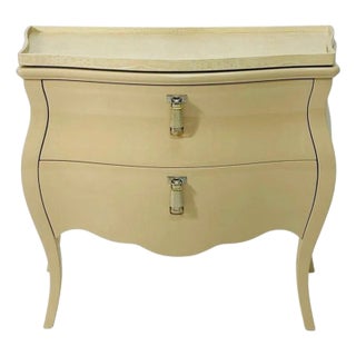 Fendi Cream Lacquered 2-Drawer Commode With Crocodile-Embossed Leather Tray Top For Sale