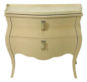 Fendi Cream Lacquered 2-Drawer Commode With Crocodile-Embossed Leather Tray Top