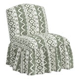 Ashburn Ruffle Slipper Chair in Linny Ikat Sage For Sale