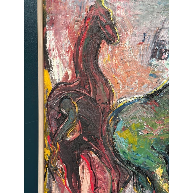 Helmut Mantel, Horses, 1950s, Oil Painting on Canvas, Framed For Sale - Image 8 of 12