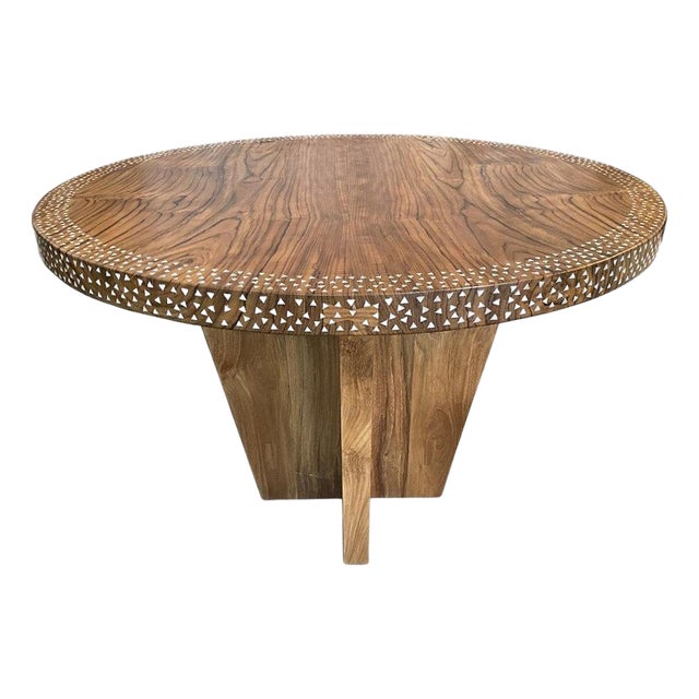 Andrianna Shamaris Round Shell Inlaid Dining Table or Entrance Table For Sale