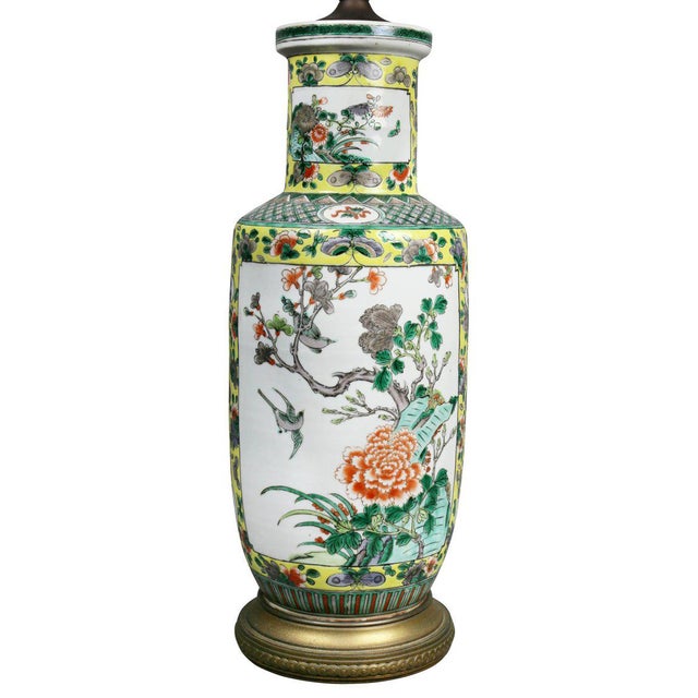 Chinese Famille Verte Rouleau Form Table Lamp For Sale - Image 10 of 11