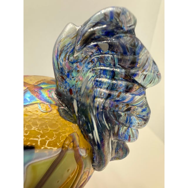 Contemporary Signed Kasimir Limited Edition Art Glass Rooster 7/36 Iridescent Studio Sculpture For Sale - Image 3 of 12