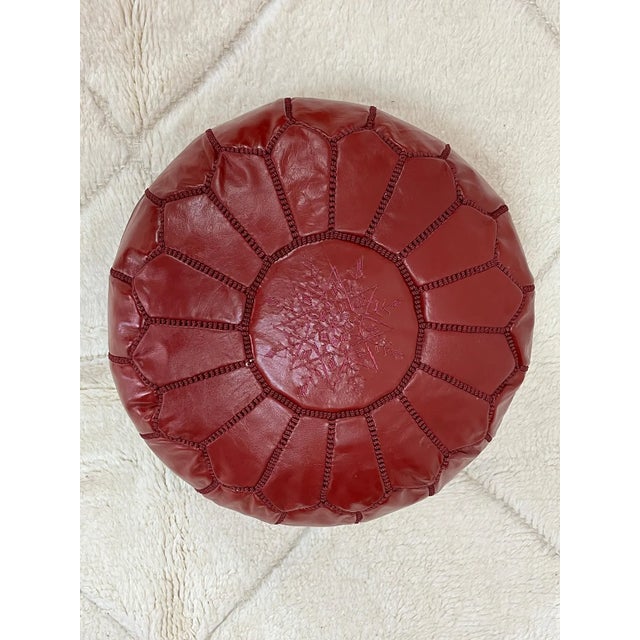 Animal Skin Contemporary Moroccan Leather Pouf Ottoman Cover For Sale - Image 7 of 9