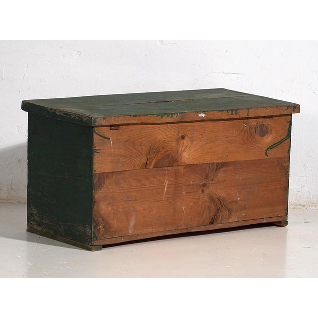 Green Antique Folk Art Style Trunk, 1920s For Sale - Image 8 of 9