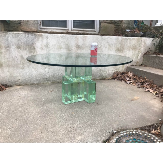 1980s Solid Glass Blocks Glass Coffee Table Chairish