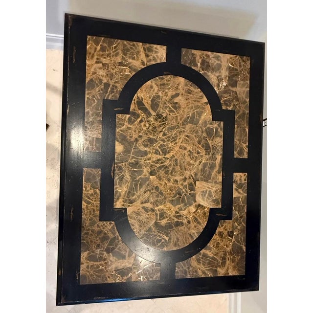 Asian Vintage Maitland Smith Coffee Table - Solid Wood With Marble Tessellated Inlay For Sale - Image 3 of 6
