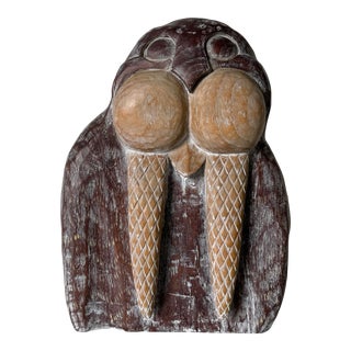 Vintage Don Freedman Carved Wood Walrus Sculpture For Sale