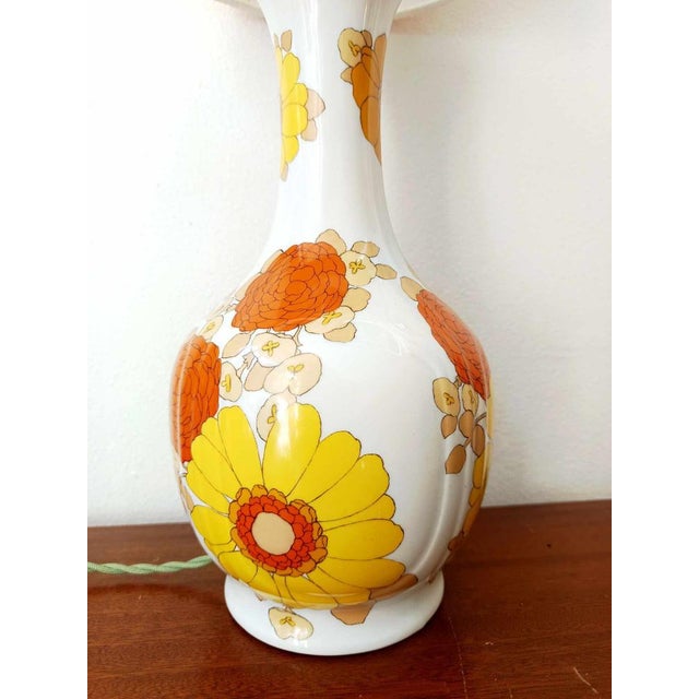 Lamp with Flowers and Custom Leather Lampshade, 1970s For Sale - Image 5 of 12