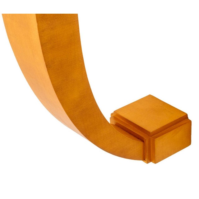 Art Deco Style Pearwood Console Table, with rectangular top above a curved monopodiae on a stepped plinth. 31" H x 29.5" W...