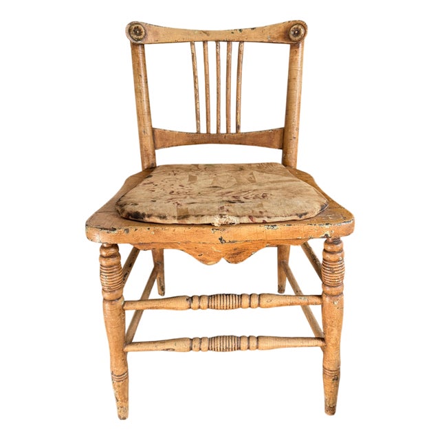 Charming Antique Spindle-Back Chair With Exceptional Aged Patina For Sale