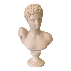 Vintage Classical Plaster Male Bust of Hermes Sculpture