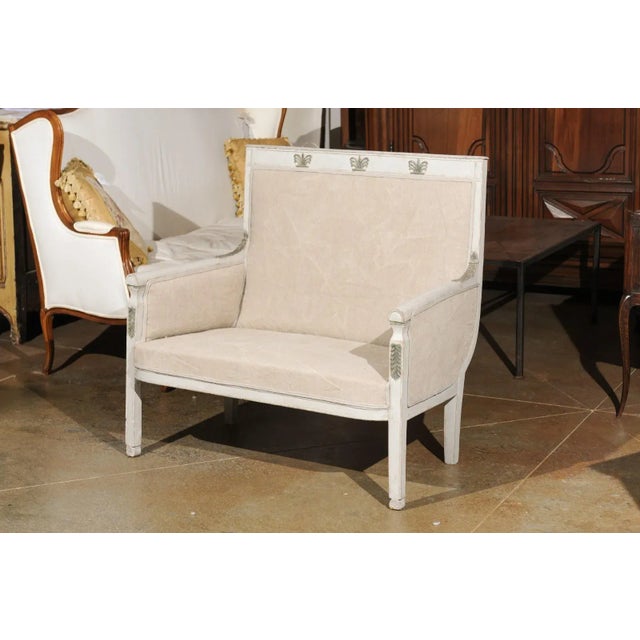 French Empire Style 19th Century Painted Wood Marquise with Carved Palmettes For Sale - Image 9 of 12