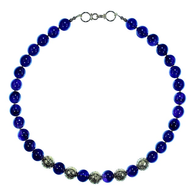 Artisan 19-Inch Amethyst Beaded Necklace With Gold Accents, Usa For Sale