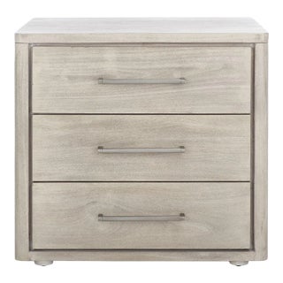 Rosey 3 Drawer Wood Nightstand - Light Grey For Sale