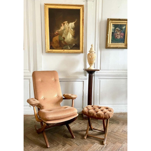 Vintage Wood and Velvet Folding Armchair, 1970s For Sale - Image 16 of 18