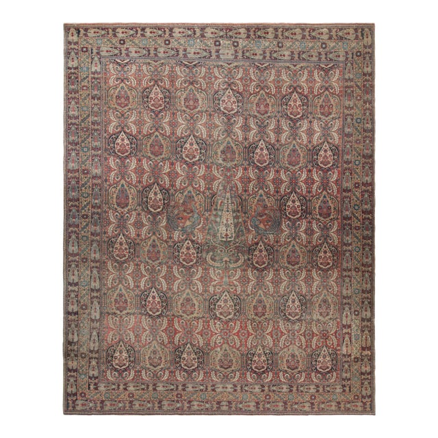 Oversized Antique Kerman Lavar Rug in Red With Floral Patterns | Rug & Kilim For Sale