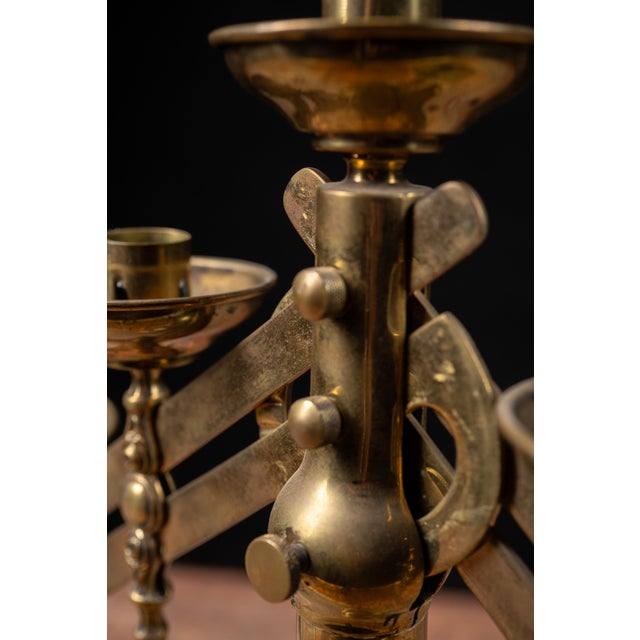 Late 19th Century Adjustable Brass Sabbath Candelabrum For Sale - Image 14 of 15