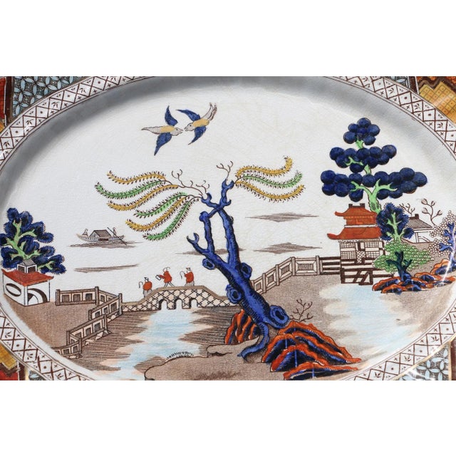Rare Set of Three Platters Ac Harley Jones Stoke on Trent Ye Olde Chinese Willow For Sale - Image 10 of 13