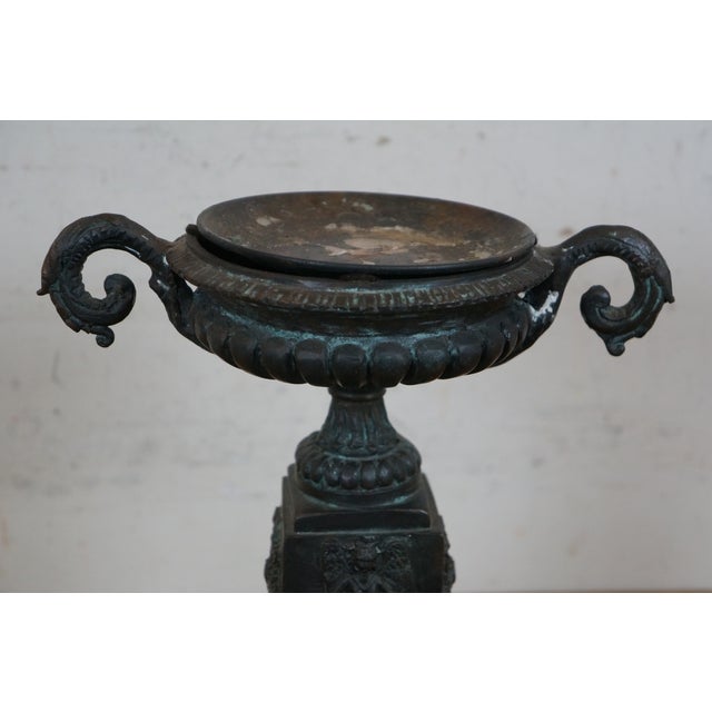 Metal Late 20th Century Maitland-Smith Bronze Neoclassical Footed Trophy Urn Candle Holder Pillar For Sale - Image 7 of 11