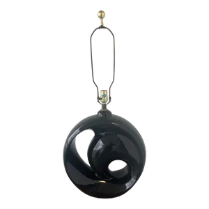 Mid 20th Century Royal Haeger Postmodern Black Swirl Pottery Lamp
