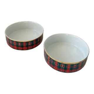 Vintage Tartan Plaid Set of 2 Soup Bowls For Sale