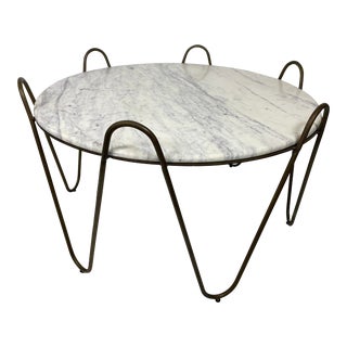 Handsome Vintage White Marble Topped Coffee Table For Sale