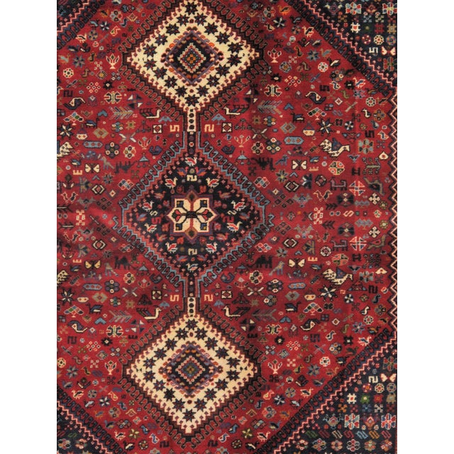 The pile used in Yalameh rugs is very fine, particularly in comparison to other tribal designs, using soft wool based on a...