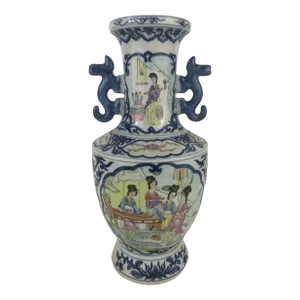 Blue and White Polychrome Chinese Vase