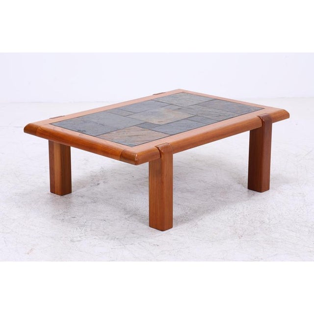 Mid-Century Danish Teak Coffee Table with Slate Top For Sale - Image 9 of 11