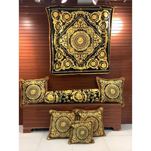 Gianni Versace Gold & Black Velvet Throw Chairish