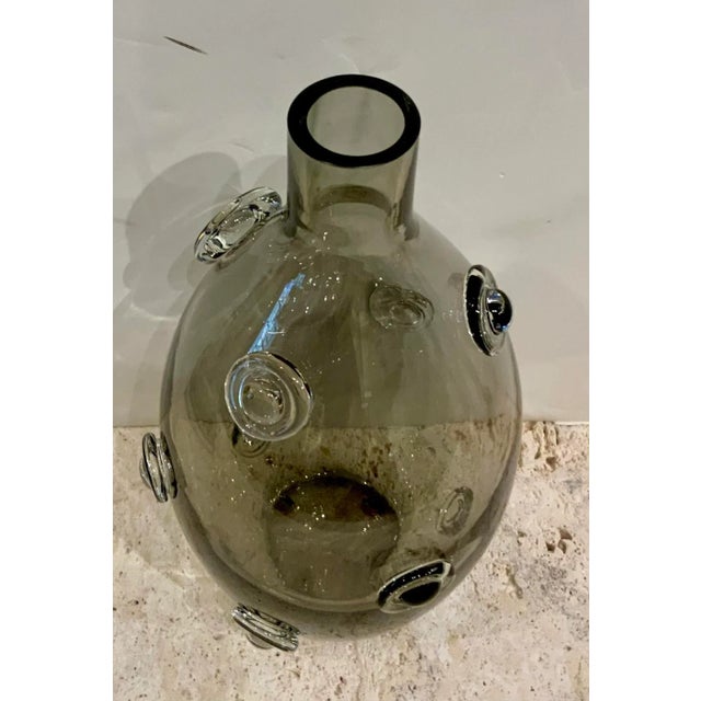 Modern Modern Smoke Gray Britton Glass Vase For Sale - Image 3 of 4