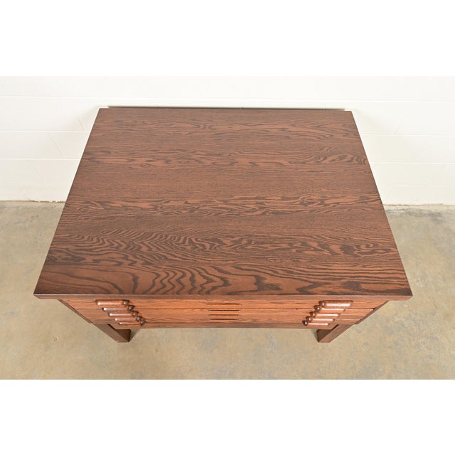 Antique Oak Arts & Crafts 5-Drawer Architect's Blueprint Flat File Cabinet, Newly Refinished For Sale - Image 12 of 15