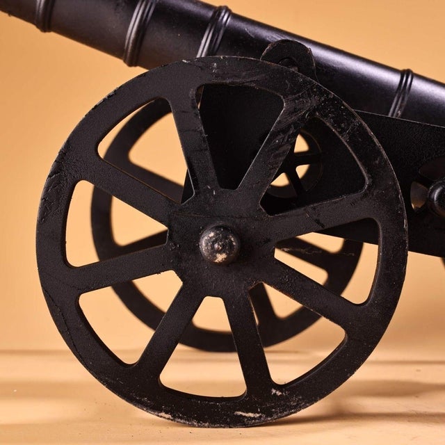 Vintage Style Cast Iron Cannon Model Decorative Sculpture For Sale In Los Angeles - Image 6 of 9