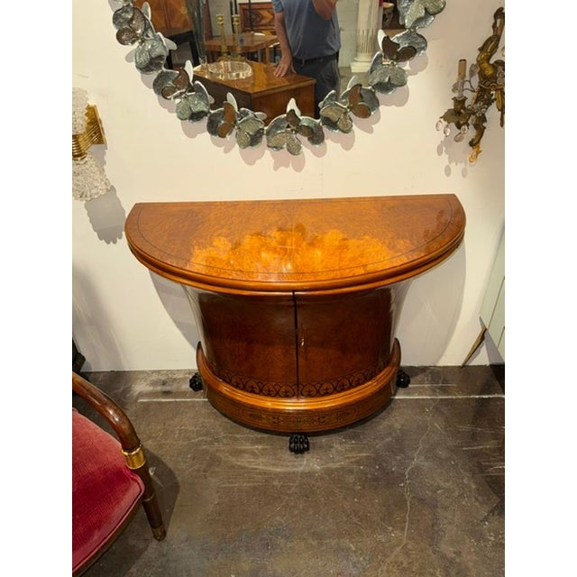 Traditional Fine Quality Italian Walnut Demi-Lune Side Table For Sale - Image 3 of 6