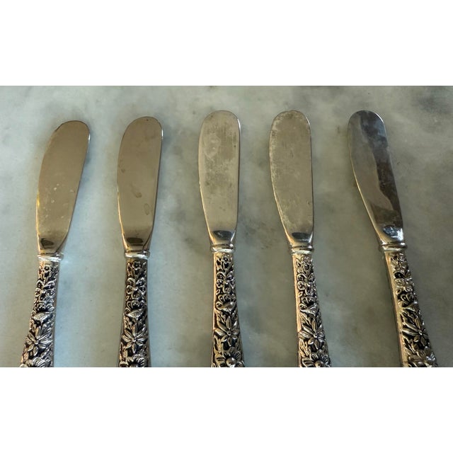 Silver Vintage Godinger Silver Plated Butter Knives - Set of 5 For Sale - Image 8 of 10