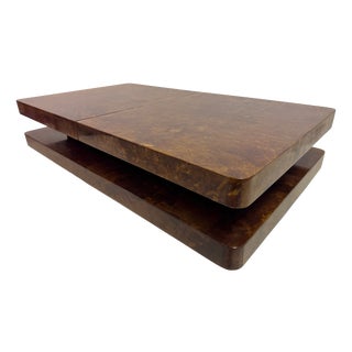 Lacquered Goatskin Sliding Coffee Table, Italy, 1970s For Sale
