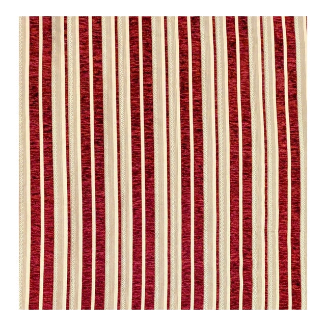 Vintage Kravet Cranberry Striped Chenille Upholstery Fabric- 4 Yards For Sale