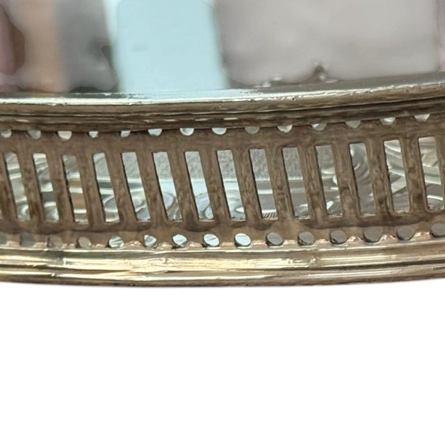 Metal Vintage Sheffield Silverplate Pierced Gallery Serving Tray For Sale - Image 7 of 11